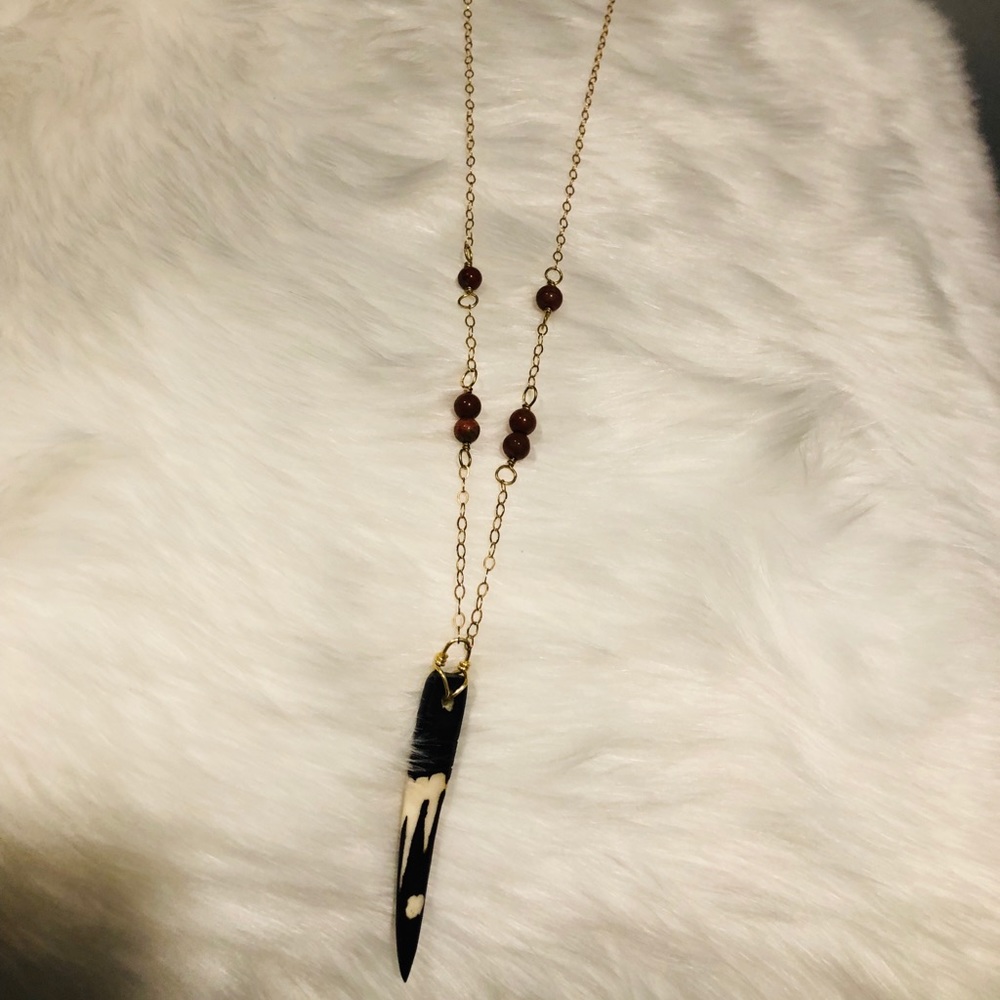 Long Gold Horn Necklace